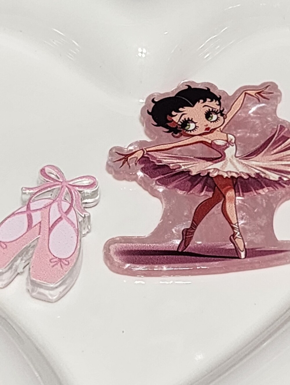 B Boo Ballerina Ballet Flatback Focal Bead Badge Keychain Crafts Beaded Pen Clip